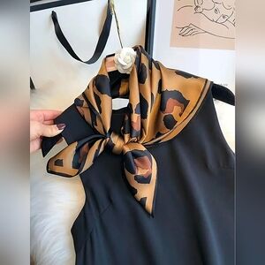 Dark Leopard Print Silky Scarf